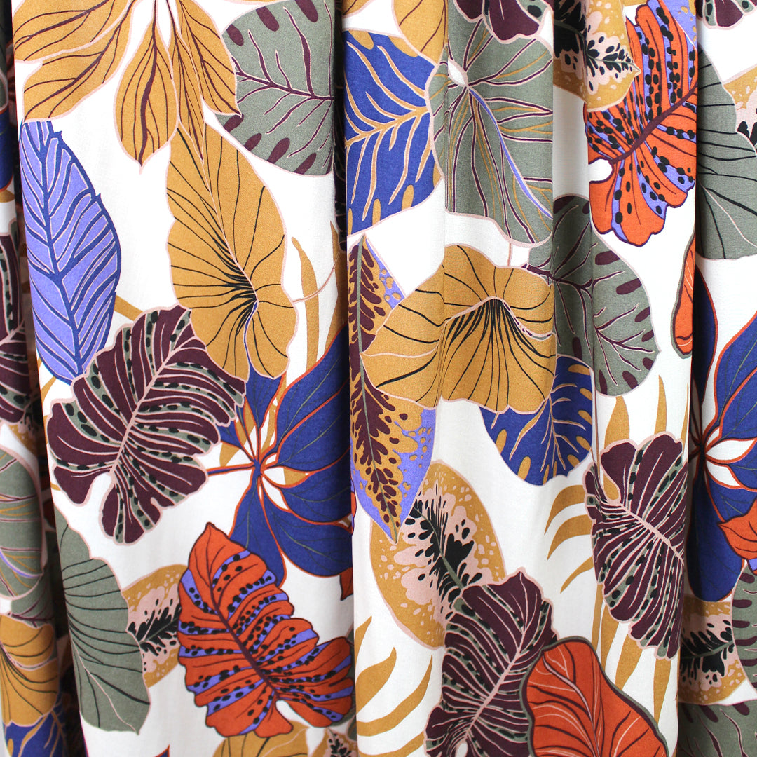 Italian 'tropical earth' printed viscose challis 1.4 yd