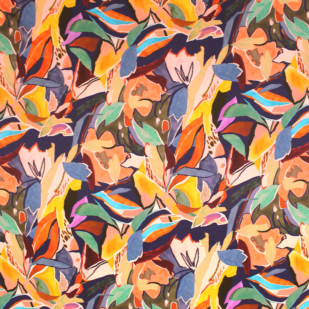 Italian 'painter's garden' printed viscose challis 1.125 yds