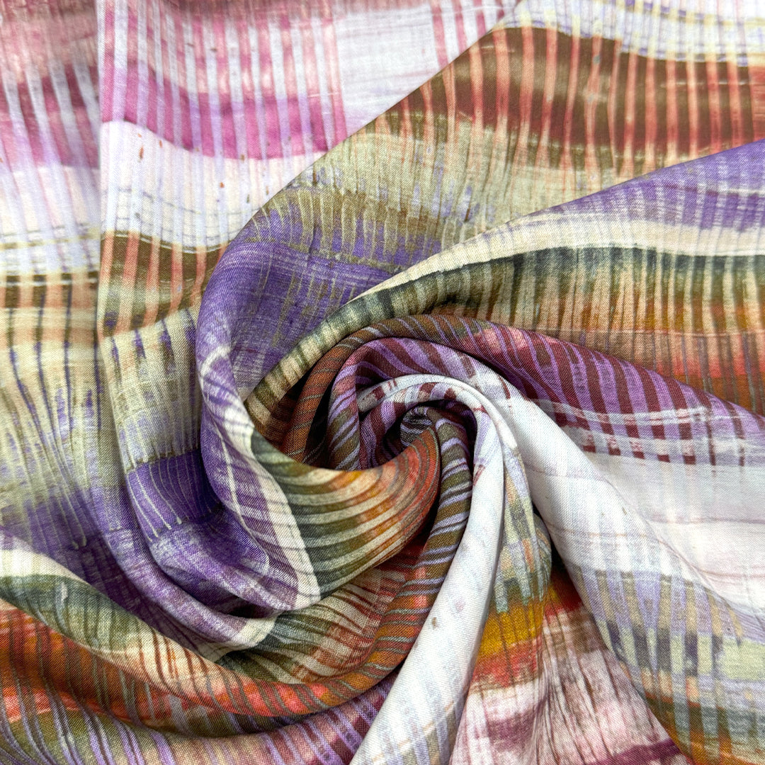 Italian 'techno stripe' viscose challis woven