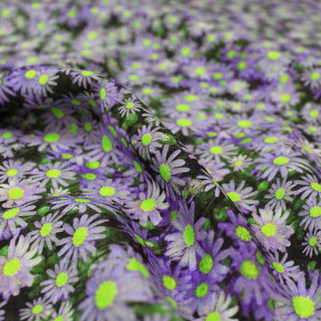 Italian 'periwinkle floral' viscose crepe woven