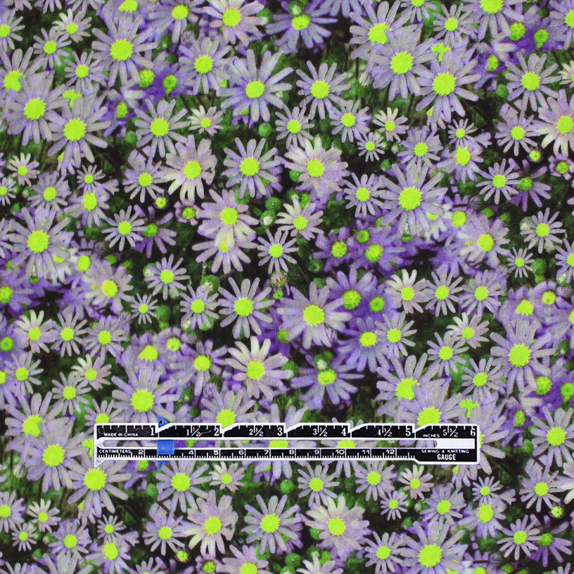 Italian 'periwinkle floral' viscose crepe woven