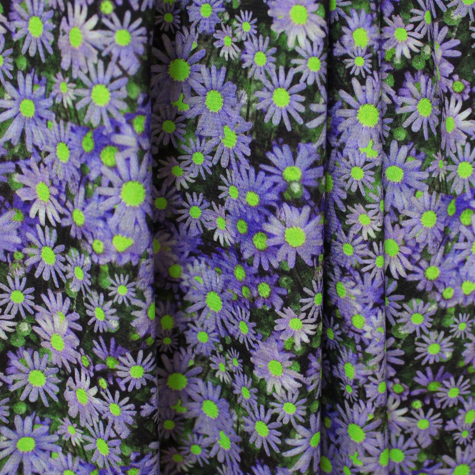 Italian 'periwinkle floral' viscose crepe woven