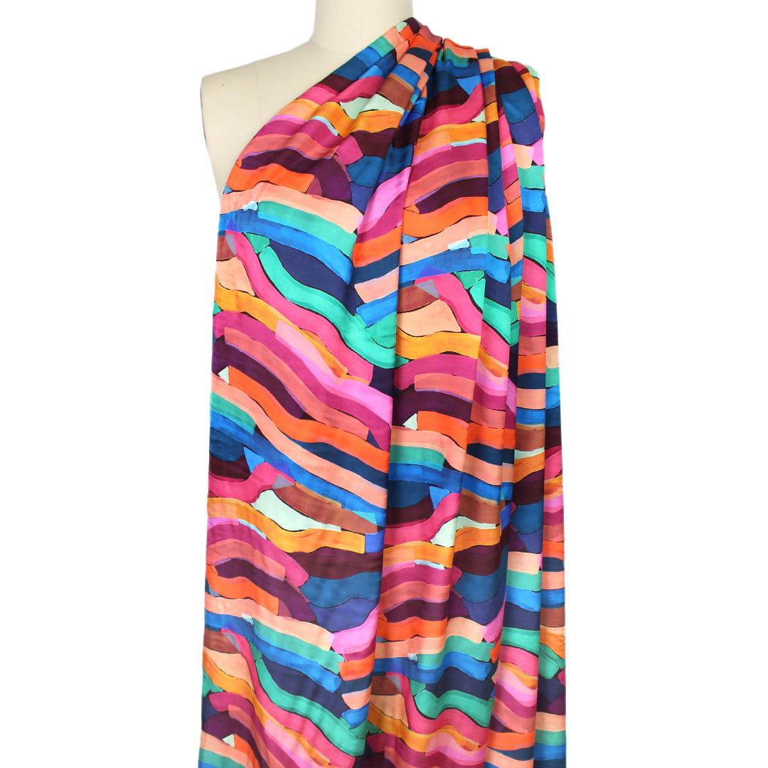 Italian 'bold brushstrokes' viscose satin woven .75 yds