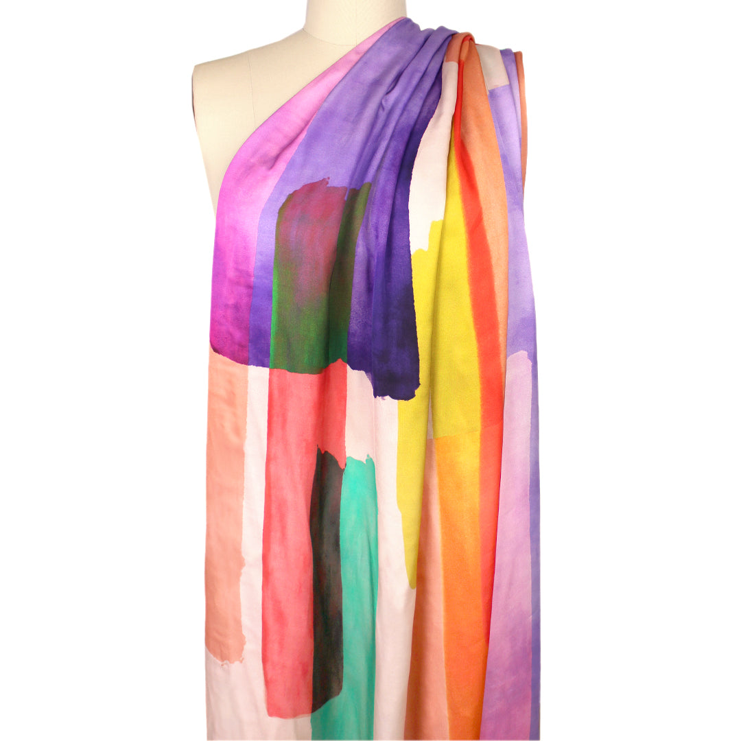 Italian 'watercolor concepts' satin viscose woven 1.125 yds
