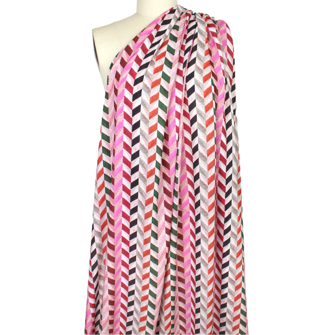Italian 'herringbone pastiche' printed viscose voile 1.625 yd