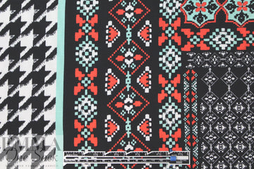 NY designer patchwork patterns drapey viscose woven 1.75 yds