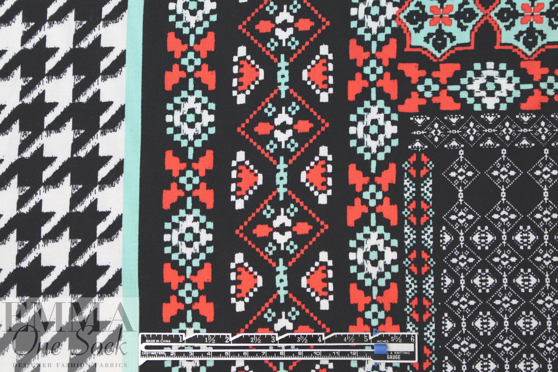 NY designer patchwork patterns drapey viscose woven 1.66 yd