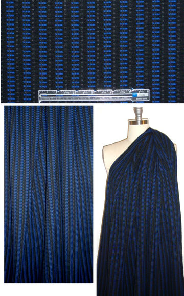 NY designer graphic stripe stretch jacquard - blue/black 2 yds