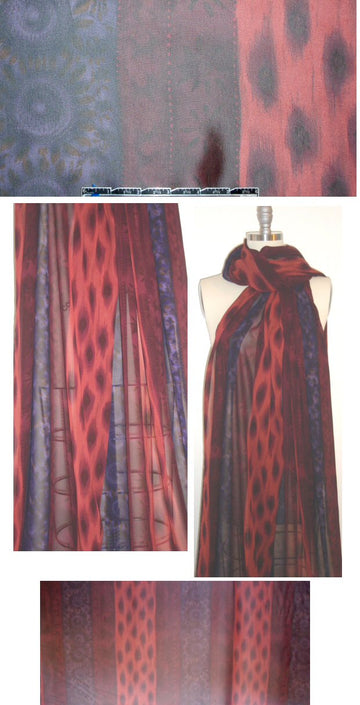 0yako burgundy/indigo sheer viscose/silk woven 2.25 yds