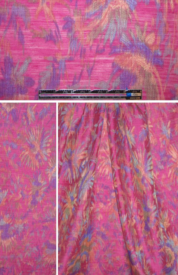 French visc/linen/silk clipped weave - hot pink