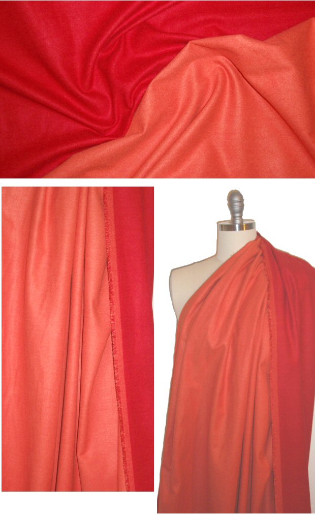 100% brushed viscose doubleface flannel - red/orange