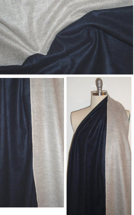 100% brushed viscose doubleface flannel - ultramarine/oatmeal 1.375 yd