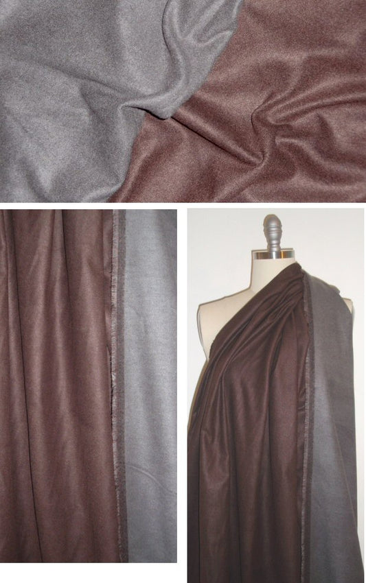 100% brushed viscose doubleface flannel - chocolate/gray
