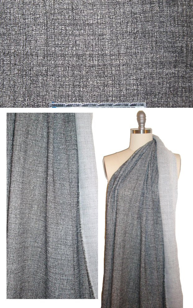 NY designer crinkled stretch gauze - salt/pepper ombre