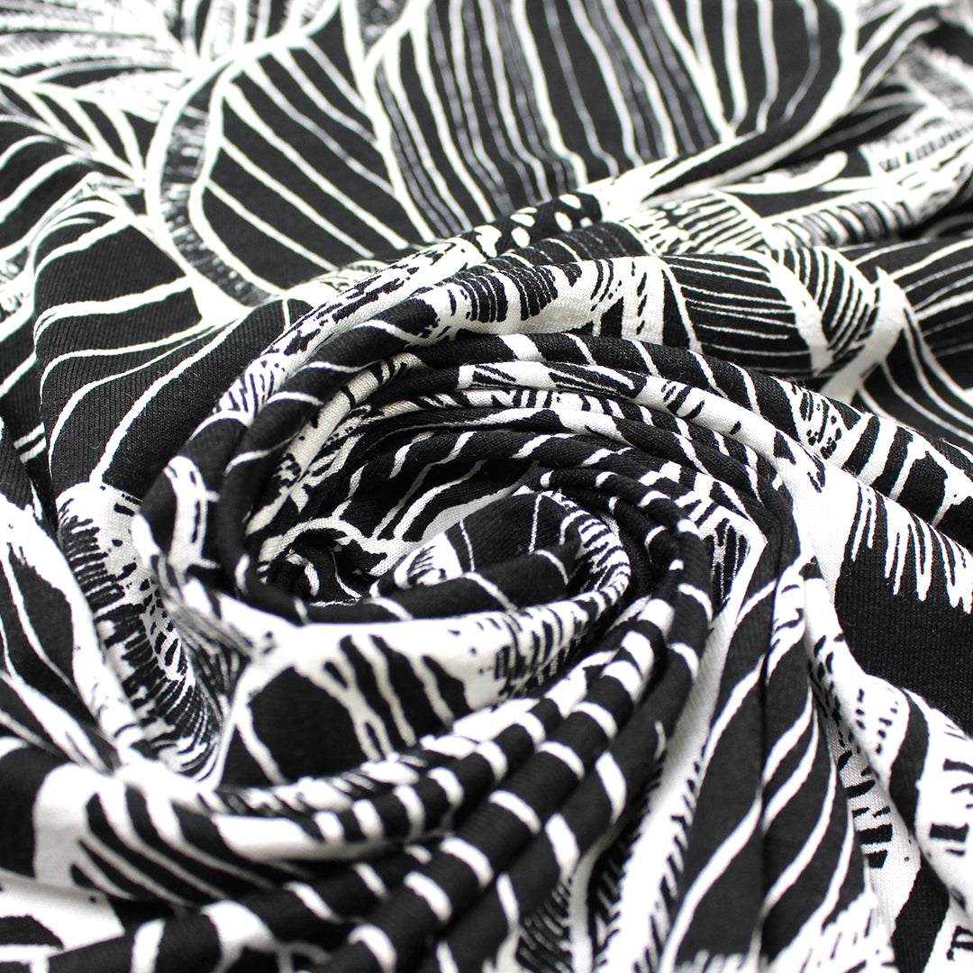 'floral flourish' printed stretch viscose knit 1.75 yd
