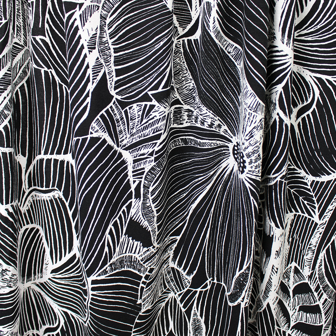 'floral flourish' printed stretch viscose knit 1.75 yd