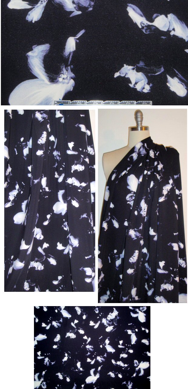 NY designer 'shadowy petals' viscose/lycra stretch woven