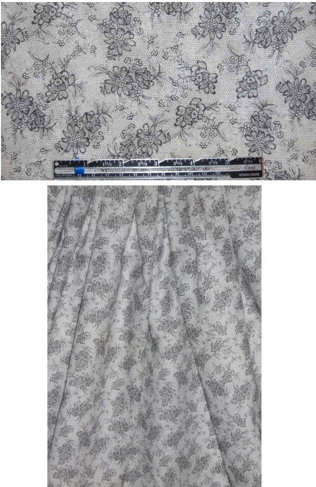 French black/white delicate floral cotton voile