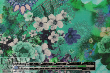 Dutch Oeko-Tex cert. cotton voile - bejeweled flora - jade 1.25 yds