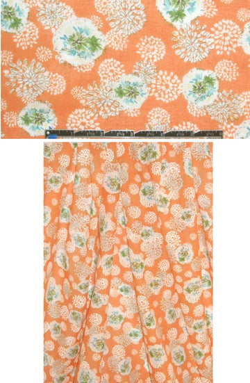 French tangerine floral graphic cotton voile