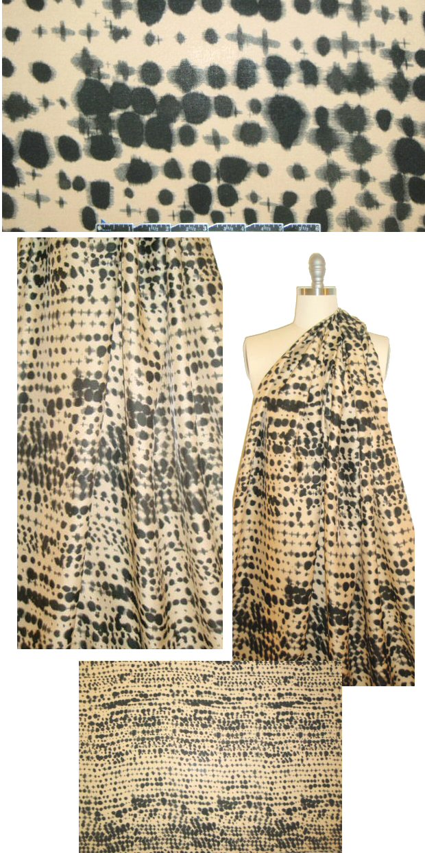Italian 'ink blot' design silk/cotton voile 1.5 yd