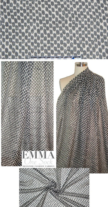 Italian  black/off white graphic silk/cotton voile 1.33 yd