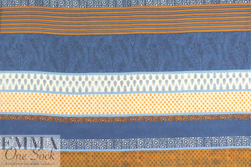 Italian navy/tangerine graphic cotton voile