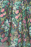 Italian backyard garden on navy cotton voile 1.5 yd