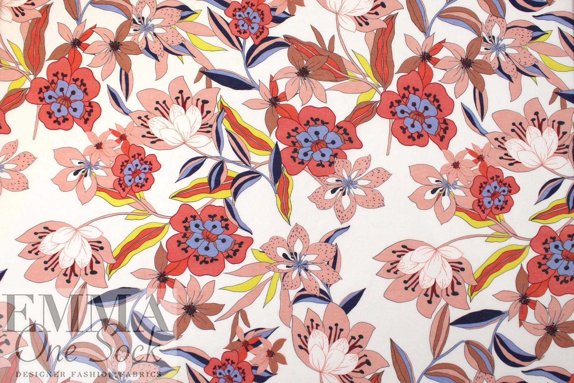 Italian 'pucci-esque flowers' silk/cotton voile 1.5 yd