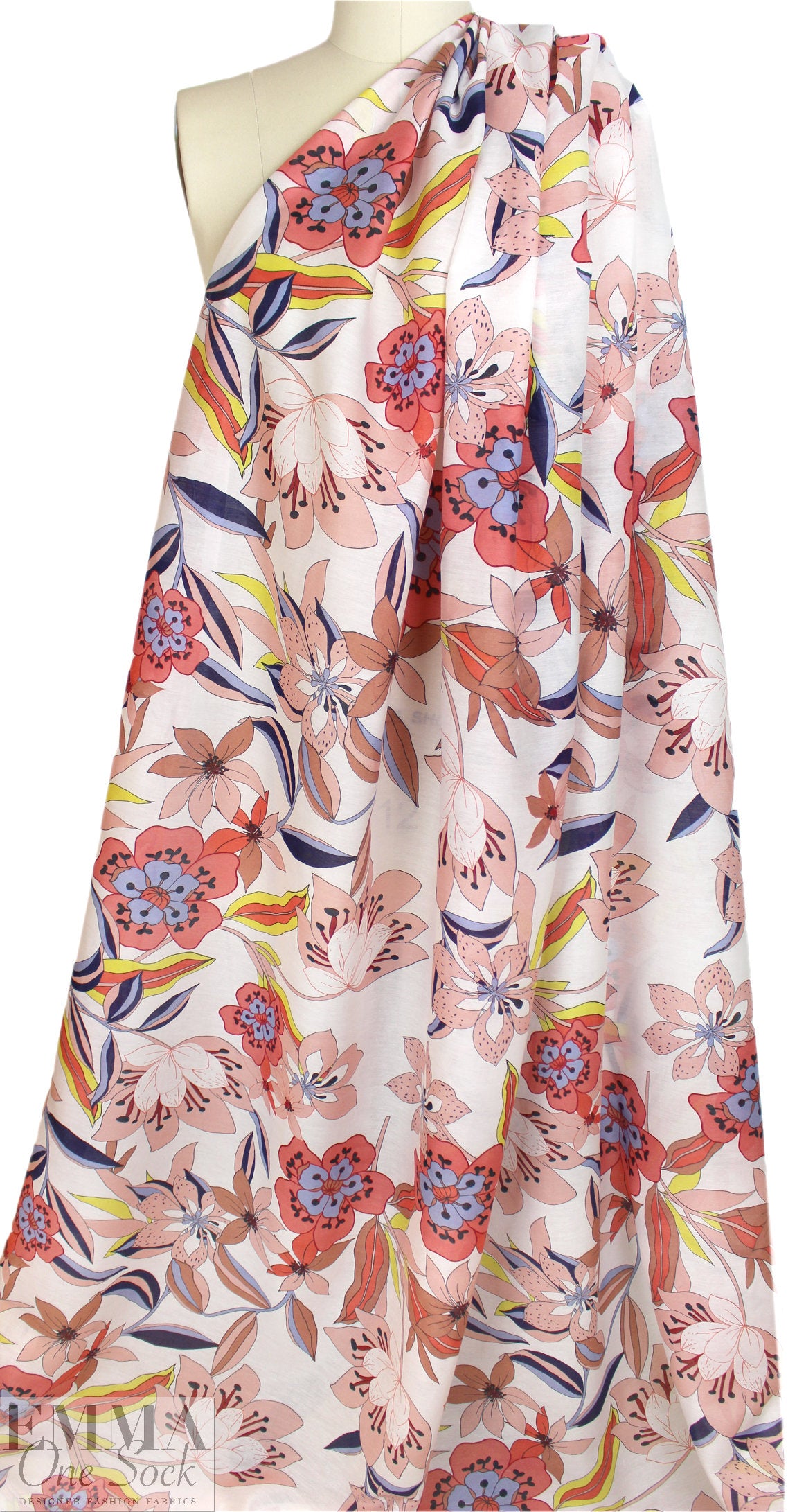 Italian 'pucci-esque flowers' silk/cotton voile 1.5 yd