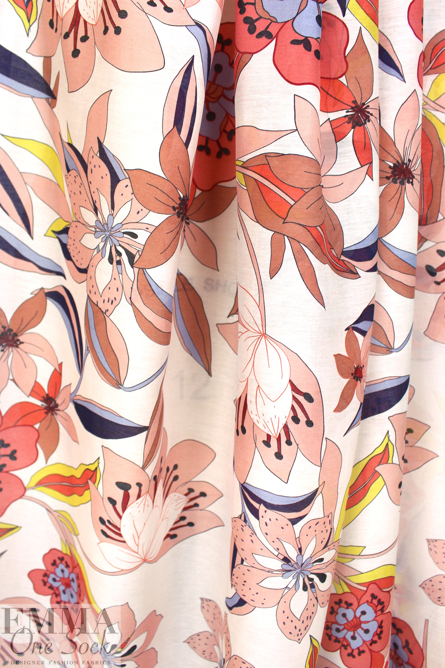 Italian 'pucci-esque flowers' silk/cotton voile 1.5 yd