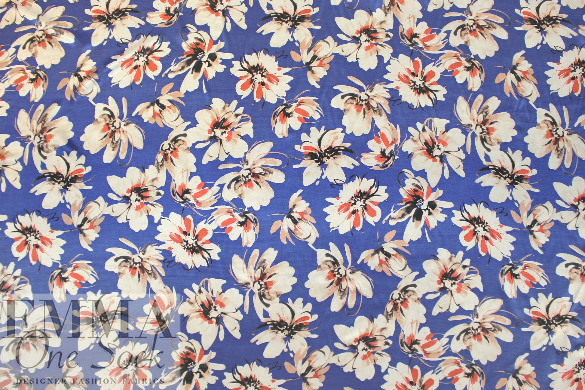 Italian 'painterly flowers' silk/viscose satin woven 2.25 yd
