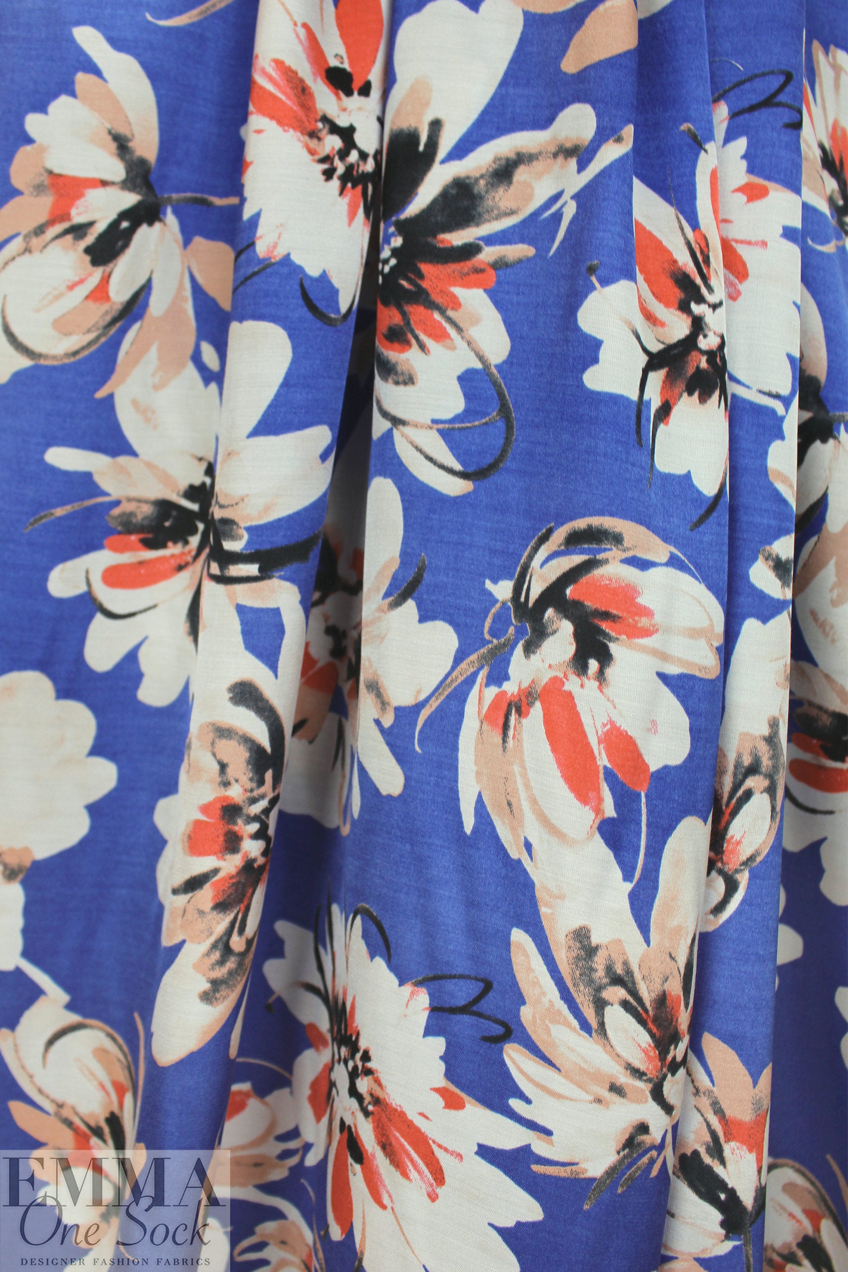 Italian 'painterly flowers' silk/viscose satin woven 2.25 yd