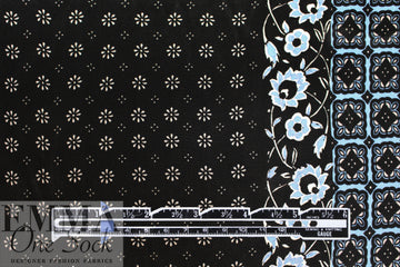 Italian 'flowery graphic' viscose/silk border satin georgette 1.625 yds