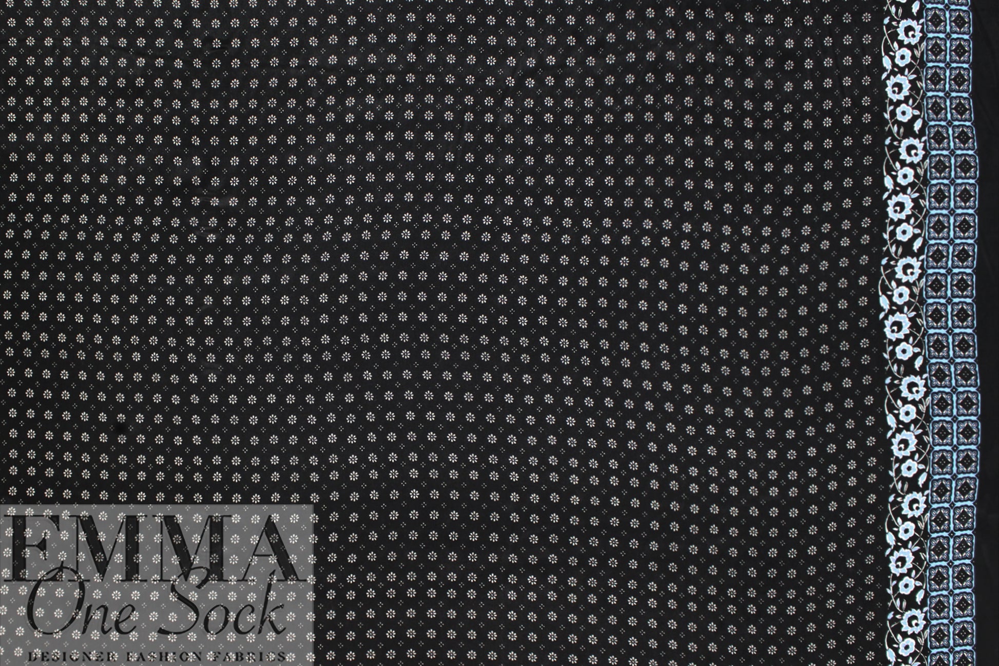 Italian 'flowery graphic' viscose/silk border satin georgette 2 yd