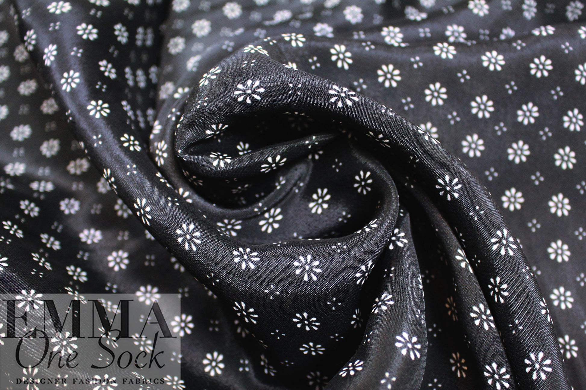 Italian 'flowery graphic' viscose/silk border satin georgette 1.625 yds
