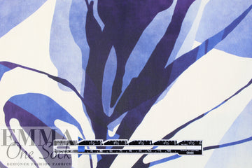 Italian inky blue flowers semi-opaque cotton voile 1.75 yds