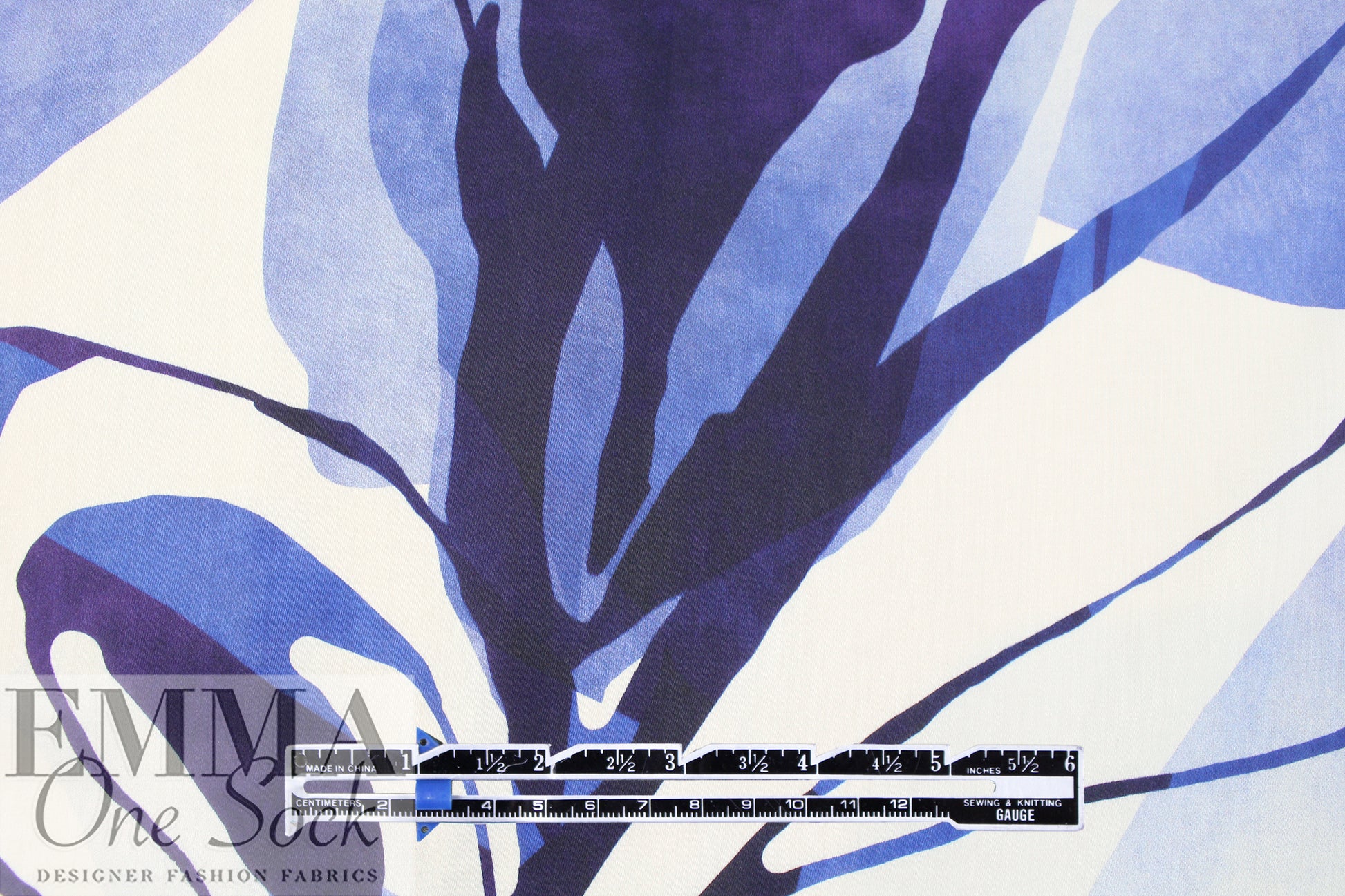 Italian inky blue flowers semi-opaque cotton voile 1.125 yds