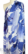 Italian inky blue flowers semi-opaque cotton voile 1.125 yds