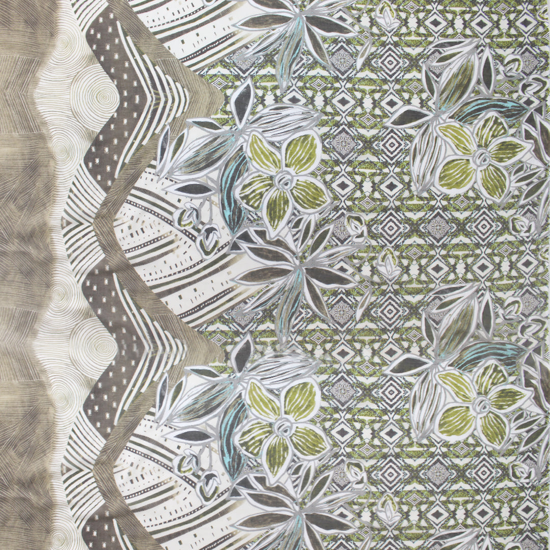 Italian 'waking flora' cotton voile border print 1.5 yds