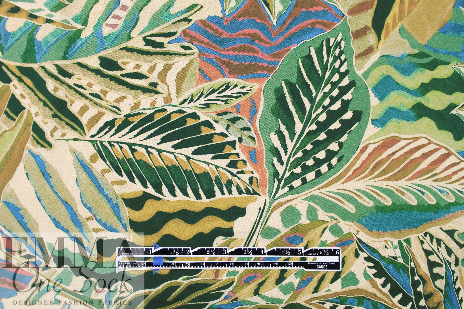 Italian 'verdant leaves' cotton voile 1 yard