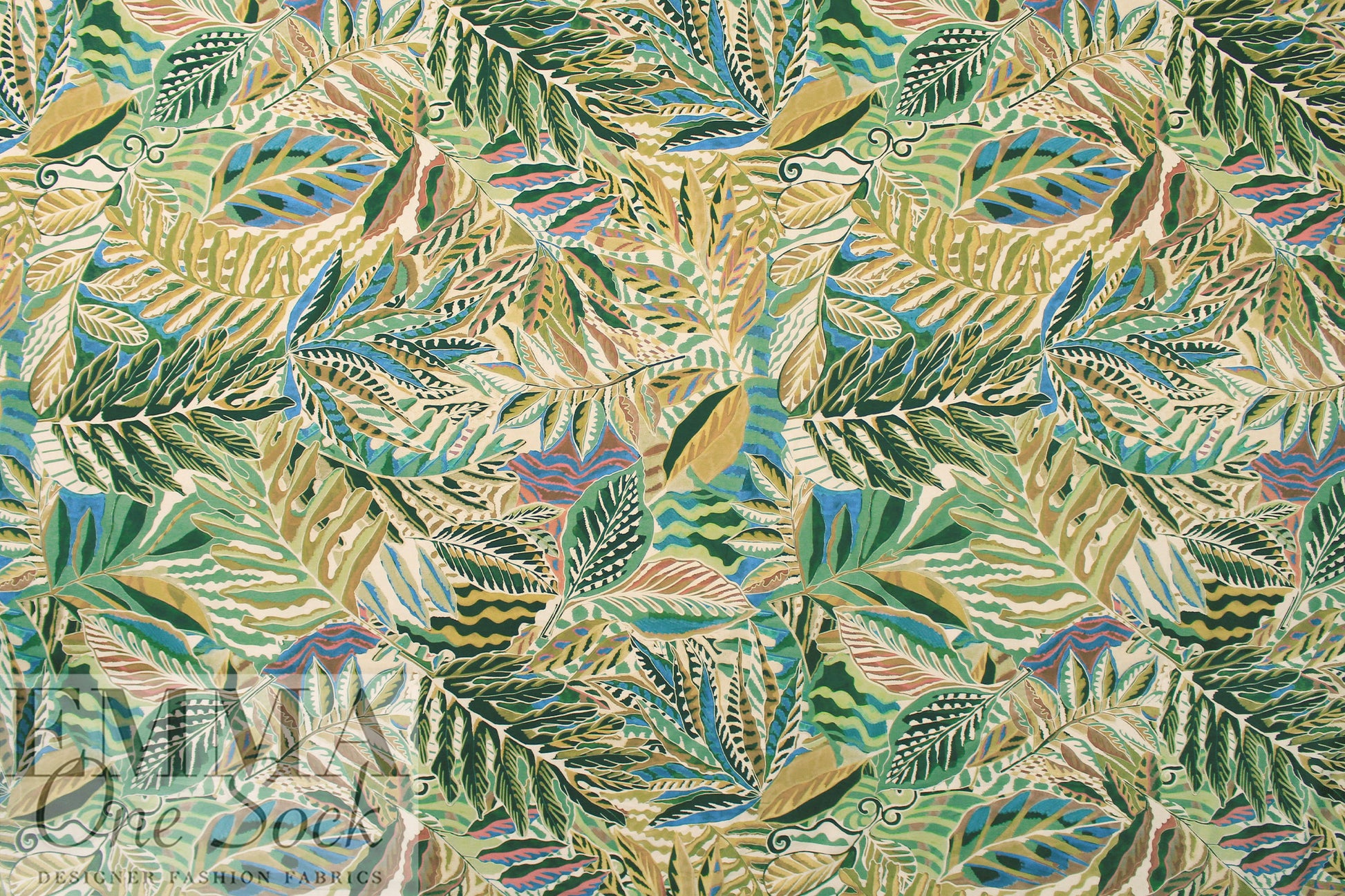 Italian 'verdant leaves' cotton voile 1 yard