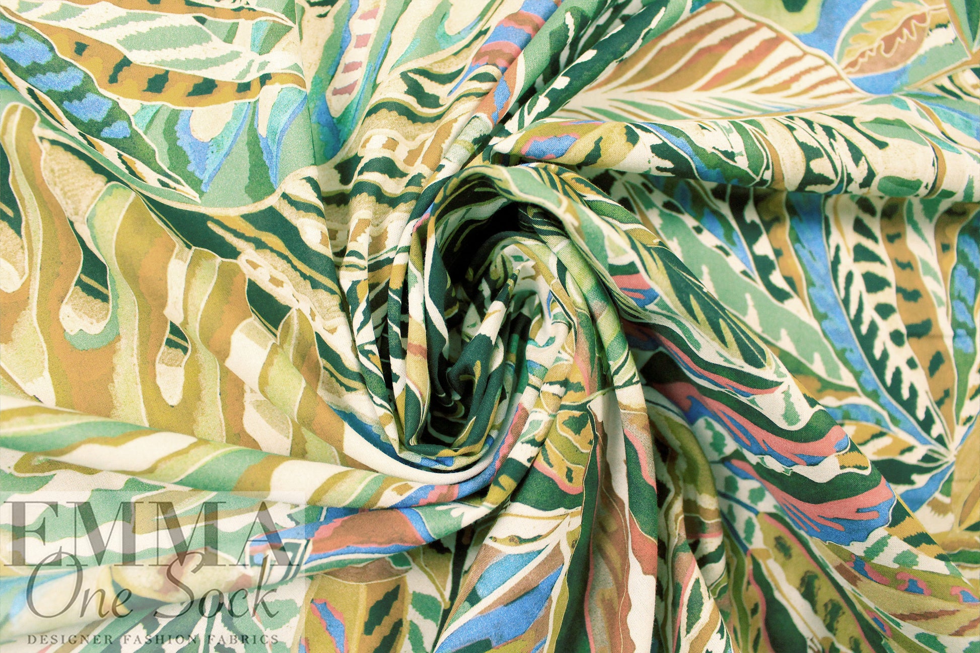 Italian 'verdant leaves' cotton voile 1 yard