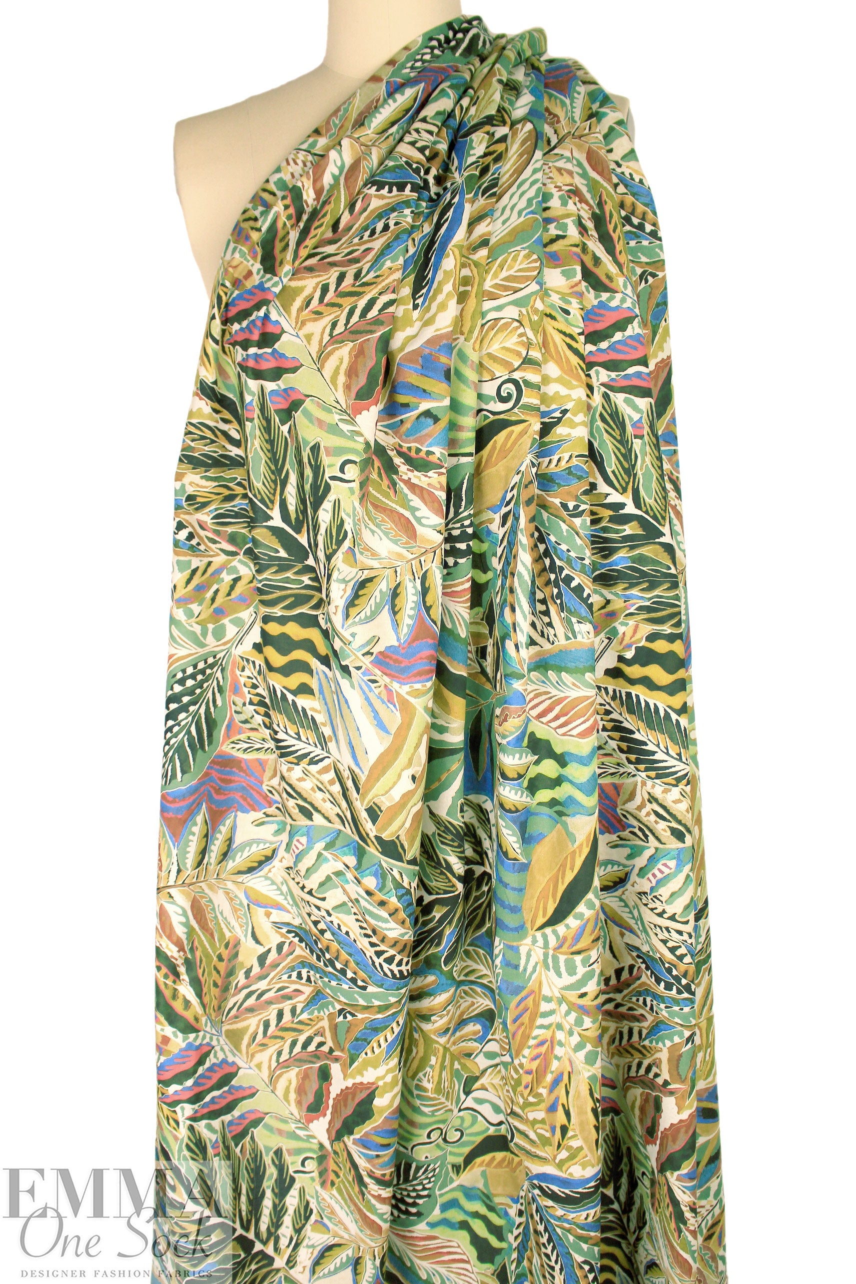 Italian 'verdant leaves' cotton voile 1.125 yds