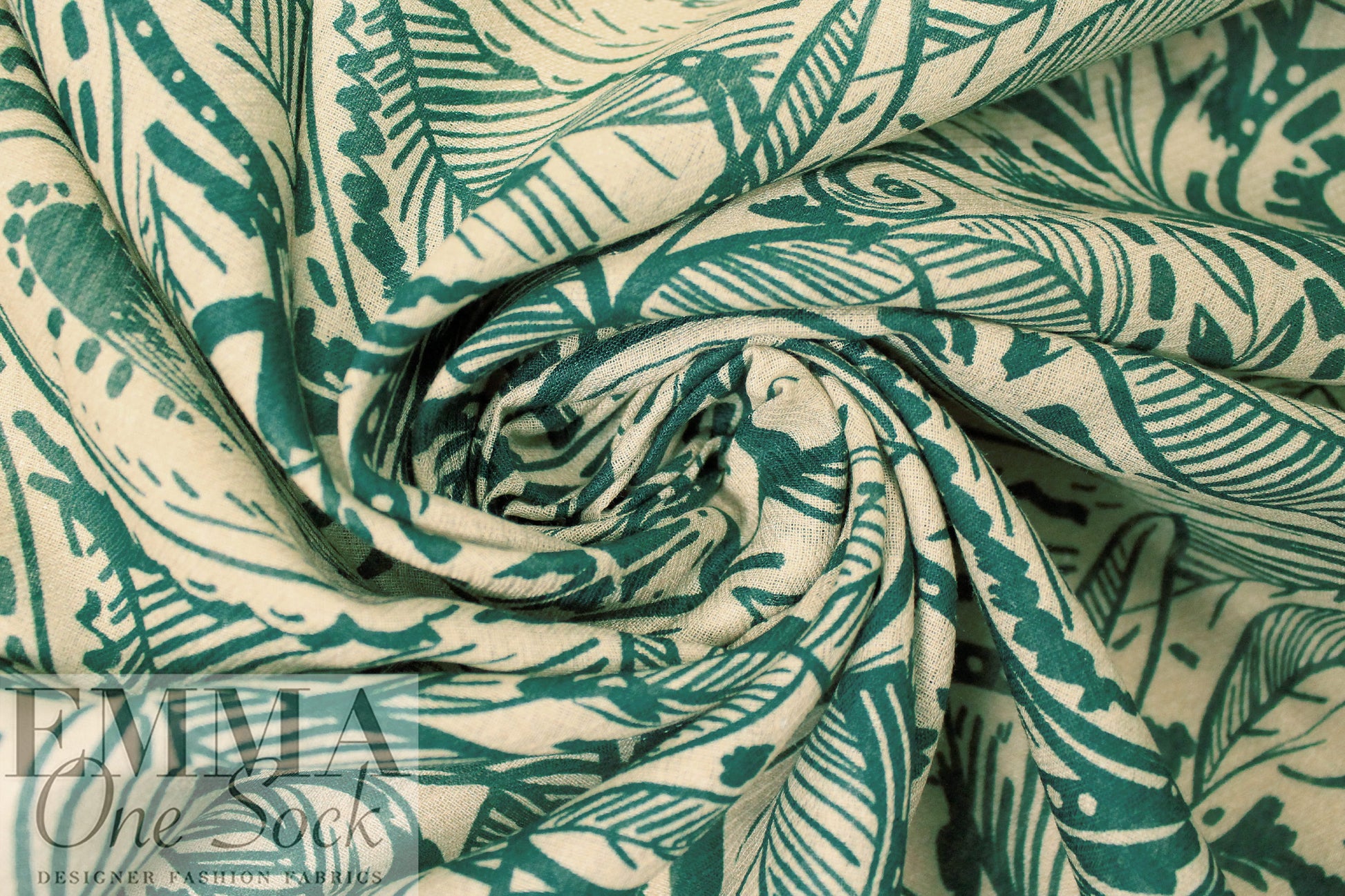 Italian cotton voile vintage botanical print 1.75 yd
