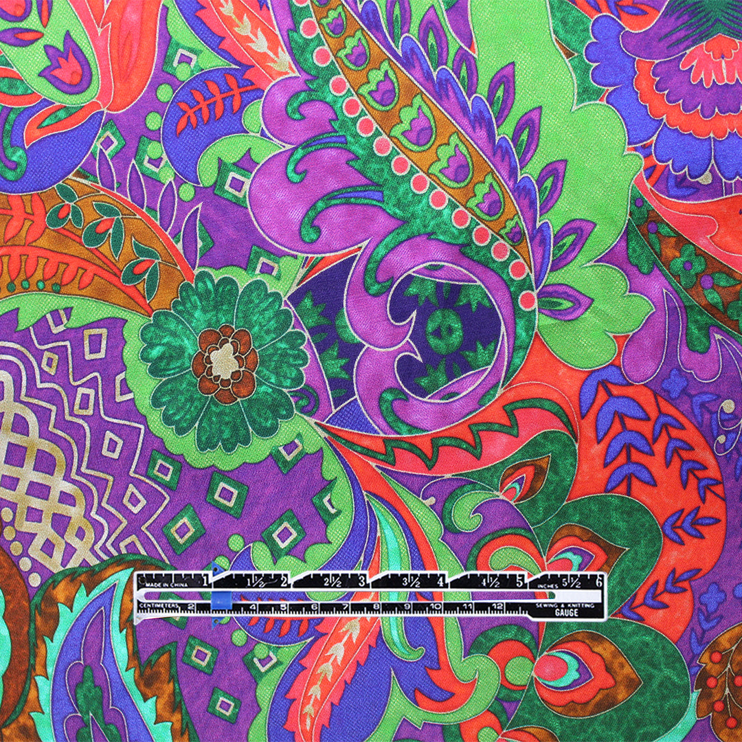Italian designer deadstock 'royal scroll' silk/viscose voile 1.25 yds