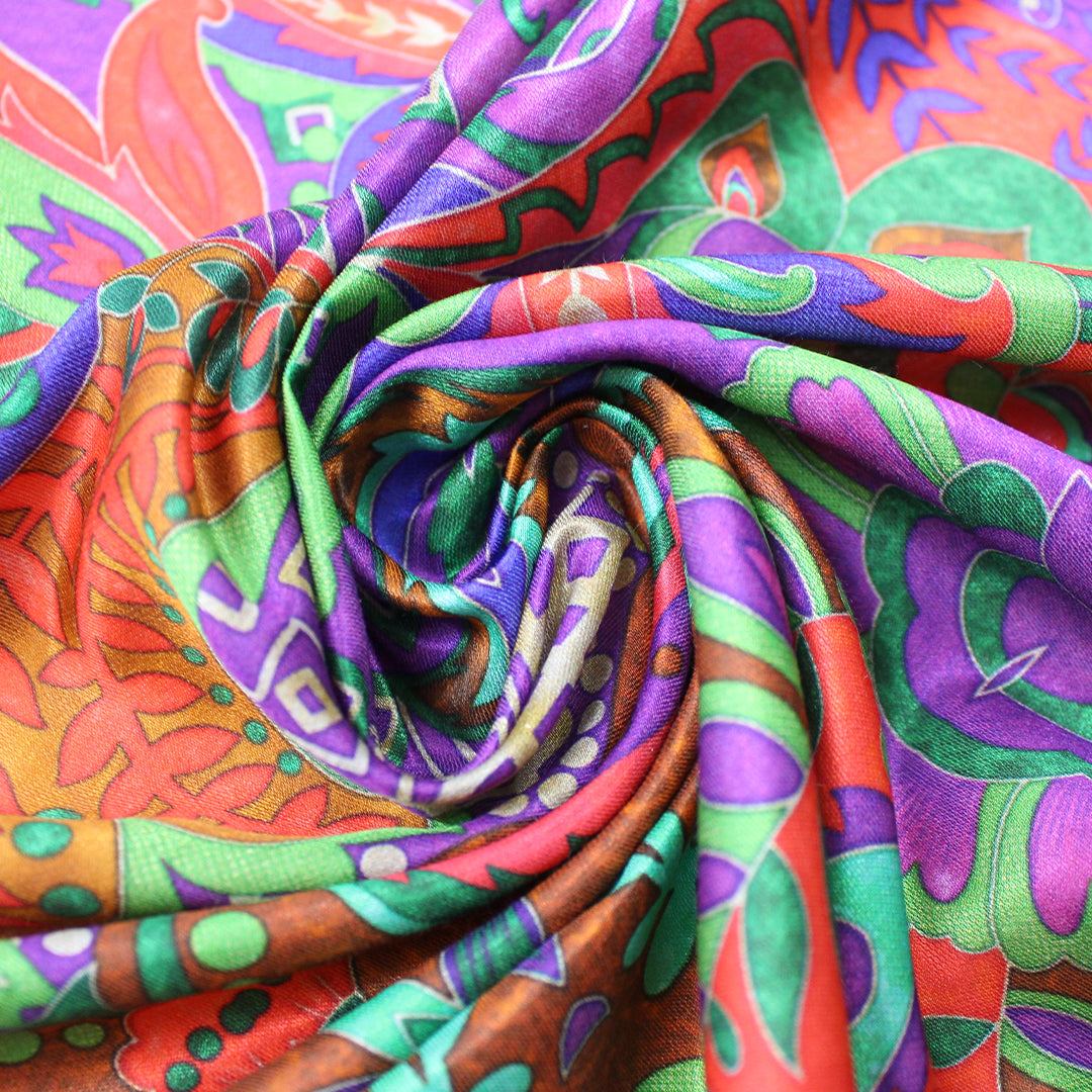 Italian designer deadstock 'royal scroll' silk/viscose voile 2 yds