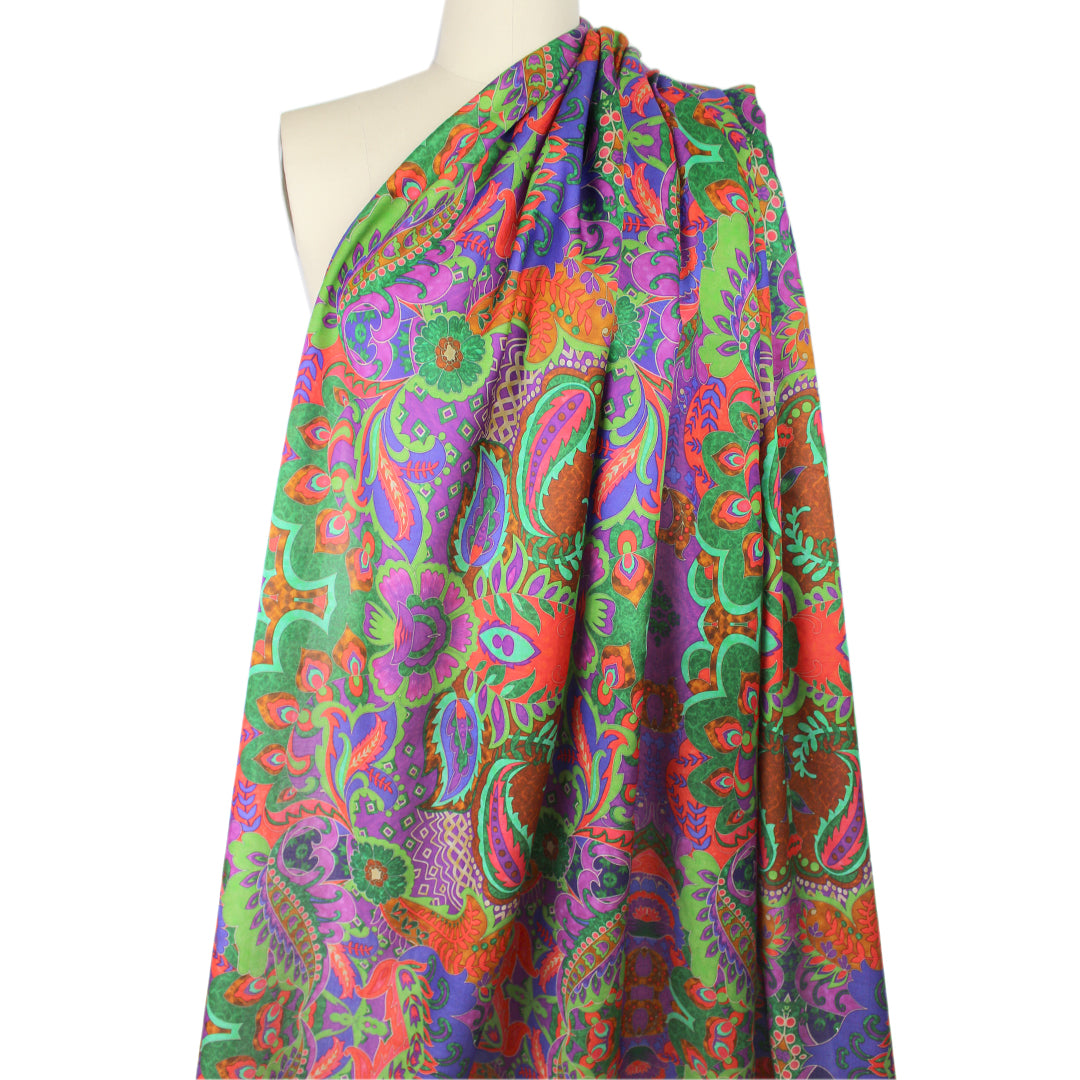 Italian designer deadstock 'royal scroll' silk/viscose voile 1.125 yds