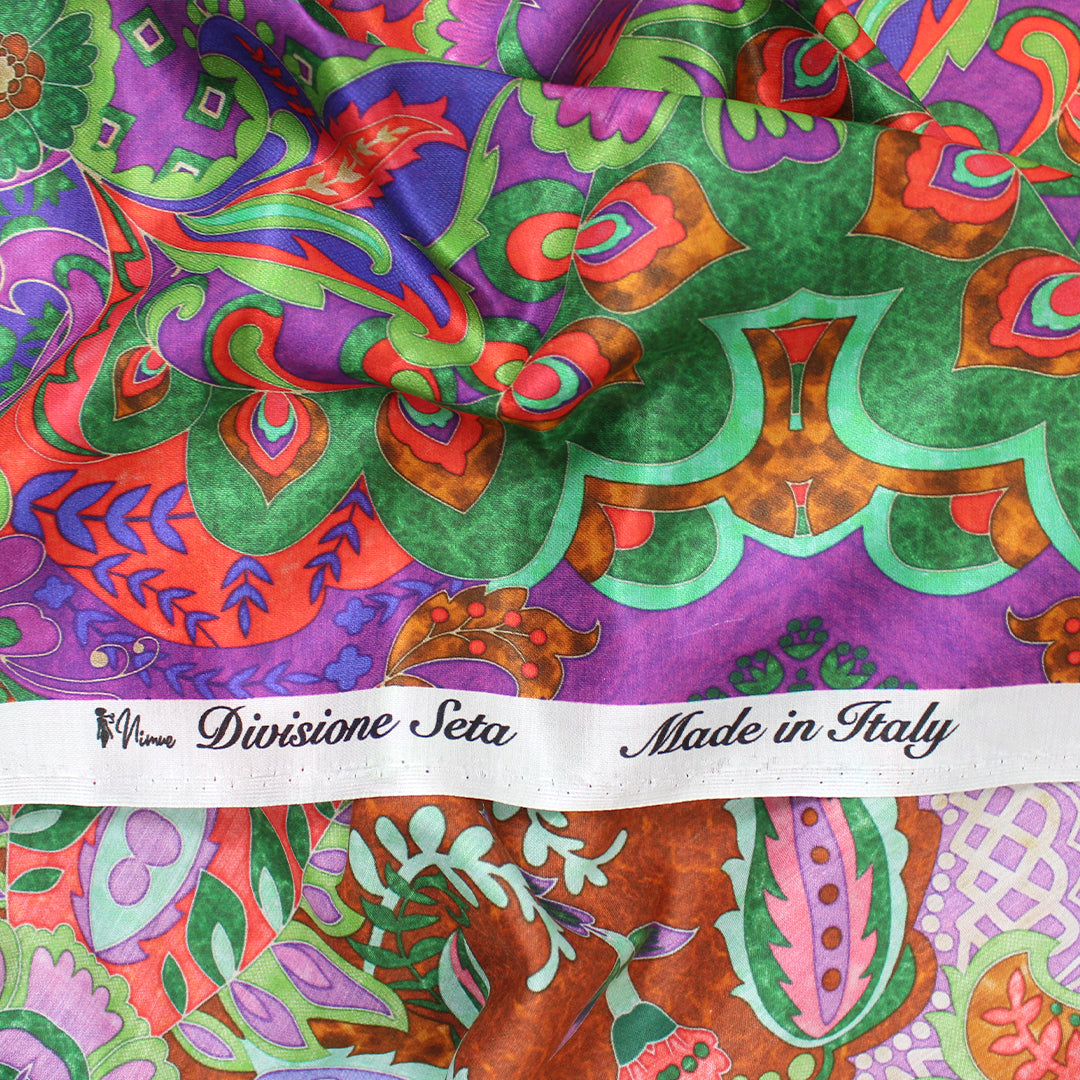 Italian designer deadstock 'royal scroll' silk/viscose voile 1.25 yds