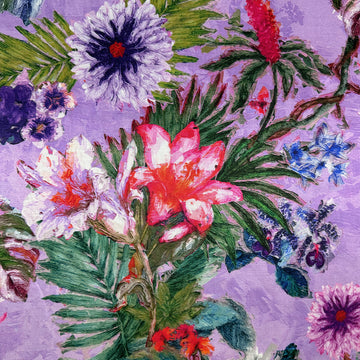 Italian deadstock 'painted floral' silk/viscose satin voile 1.875 yd